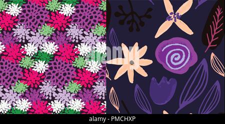 Vector hand drawn motif floral, fleurs délicates Illustration de Vecteur