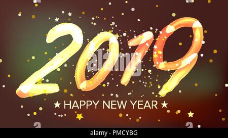 2019 Bonne année Contexte vecteur. Glow Neon Light. Carte de vœux, Brochure, Flyer Template Design. Illustration Illustration de Vecteur