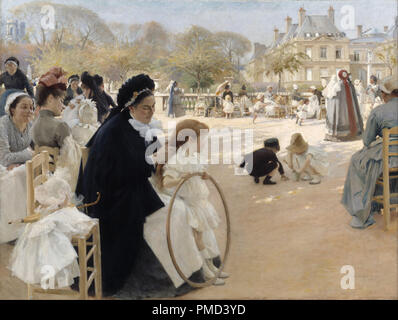 Pariisin Luxembourgin puistossa / Jardins du Luxembourg, à Paris. Date/période : 1887. La peinture. Huile sur toile. Hauteur : 141,5 cm (55,7 in) ; Largeur : 186 cm (73,2 in). Auteur : Albert Edelfelt. Albert Edelfelt, Gustaf Aristides. Banque D'Images