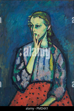 Portrait d'une fille. Date/période : 1909. Huile sur carton. Öl auf Karton. Hauteur : 920 mm (36,22 po) ; Largeur : 670 mm (26.37 in). Auteur : Alexej von Jawlensky. Javlensky, Alexei, von. ALEXEI VON JAWLENSKY. Banque D'Images