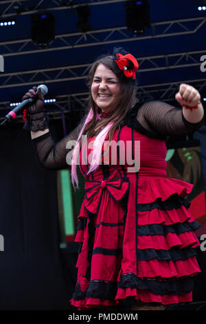 Sara Fadda effectue sur scène lors de la Convention de la bande dessinée de Palerme à Palerme. Banque D'Images