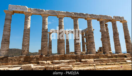 Temple de Poséidon, Sounion Bay, Attique, Grèce Banque D'Images