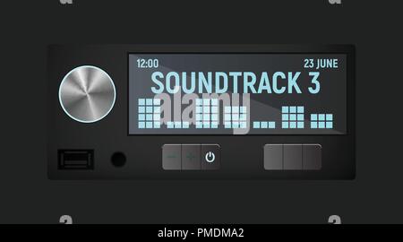 La radio dans la voiture. Tuner Audio. Vector illustration. Illustration de Vecteur