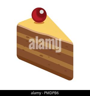 Icône vecteur avec morceau de gâteau isolé sur fond blanc. Illustration de la nourriture pour la décoration de Pâtisserie Confiserie Sweet-shop ou maison de l'événement. Illustration de Vecteur