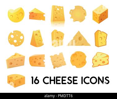 Icon Set fromage isolé sur fond blanc. Vector illustration en EPS 10. Illustration de Vecteur