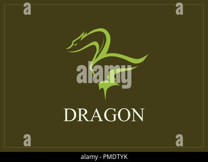 Symbole tatouage de dragon de couleur verte Illustration de Vecteur