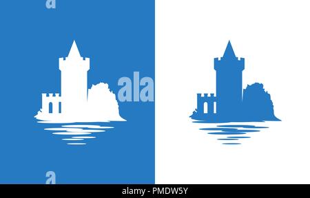 Icône avec Falkirk médiévale européenne Château en couleurs du drapeau national écossais Illustration de Vecteur