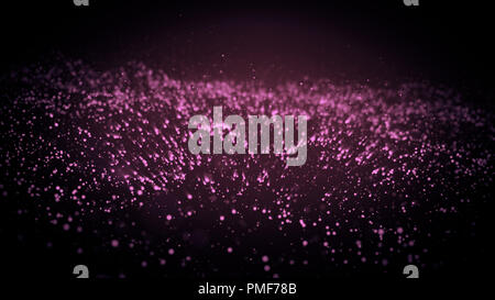 Abstract background blue wave de particules. Flux 3D'ondulation, ardent sparkles Banque D'Images