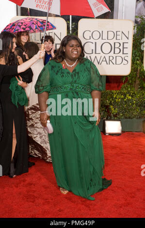 Nommé pour la MEILLEURE PERFORMANCE PAR UNE ACTRICE DANS UN FILM - Drame pour son rôle dans "Precious : Basé sur le roman pousser par Sapphire" actrice Gabourey Sidibe assiste à la 67e assemblée annuelle Golden Globe Awards au Beverly Hilton à Beverly Hills, CA Dimanche, 17 janvier 2010. Banque D'Images