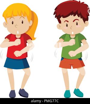 Deux enfants dancing fond blanc illustration Illustration de Vecteur