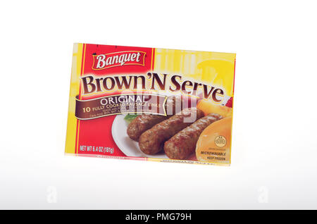 Fort de marque Banquet congelé brown et servent le petit déjeuner saucisses par ConAgra Banque D'Images
