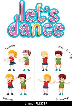 Les enfants possédant différentes dance déplacer illustration Illustration de Vecteur