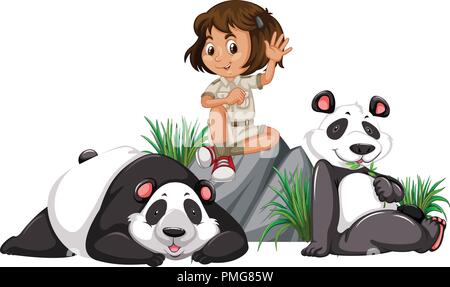 Un panda keeper sur fond blanc illustration Illustration de Vecteur