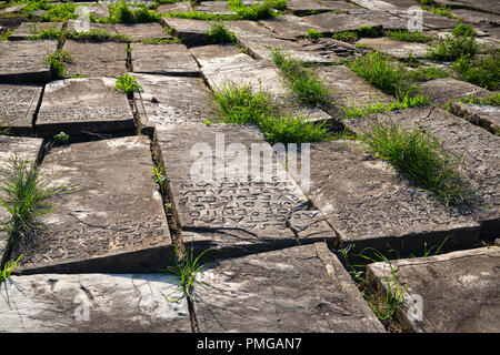 Pierres tombales de l'ancien cimetière juif de Bayonne (Aquitaine - France). Il est considéré comme le plus ancien et le plus grand cimetière juif en France. Banque D'Images