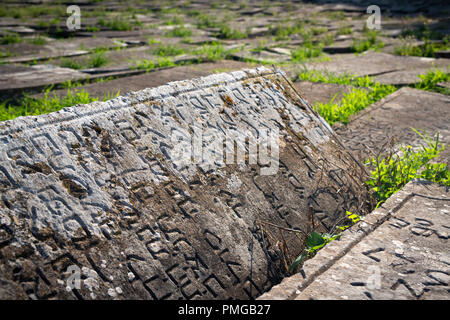 Pierres tombales de l'ancien cimetière juif de Bayonne (Aquitaine - France). Il est considéré comme le plus ancien et le plus grand cimetière juif en France. Banque D'Images