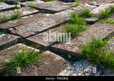 Pierres tombales de l'ancien cimetière juif de Bayonne (Aquitaine - France). Il est considéré comme le plus ancien et le plus grand cimetière juif en France. Banque D'Images