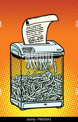 Déchiqueteuse, appareil de bureau de l'information secrète. Illustration de Vecteur