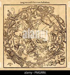 Constellation Vintage tableau par Honter circa 1541. Banque D'Images