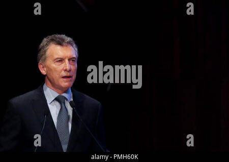 Buenos Aires, Argentine. 17 septembre 2018. BUENOS AIRES, 17.09.2018 : Mauricio Macri, président de l'Argentine, ouvre le T20 Conférence à CCK, ce lundi à Buenos Aires, Argentine. (Photo : Néstor J. Beremblum / Alamy News) Banque D'Images