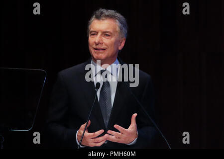 Buenos Aires, Argentine. 17 septembre 2018. BUENOS AIRES, 17.09.2018 : Mauricio Macri, président de l'Argentine, ouvre le T20 Conférence à CCK, ce lundi à Buenos Aires, Argentine. (Photo : Néstor J. Beremblum / Alamy News) Banque D'Images