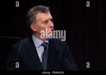 Buenos Aires, Argentine. 17 septembre 2018. BUENOS AIRES, 17.09.2018 : Mauricio Macri, président de l'Argentine, ouvre le T20 Conférence à CCK, ce lundi à Buenos Aires, Argentine. (Photo : Néstor J. Beremblum / Alamy News) Banque D'Images