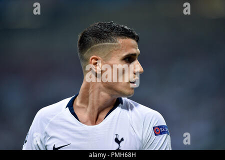 Milan, Italie. 18 septembre 2018. Erik Lamela de Tottenham Hotspur lors de la Ligue des Champions Groupe B match entre l'Inter Milan et Tottenham Hotspur au Stadio San Siro, Milan, Italie le 18 septembre 2018. Photo par Giuseppe maffia. 18 Sep, 2018. Credit : AFP7/ZUMA/Alamy Fil Live News Banque D'Images