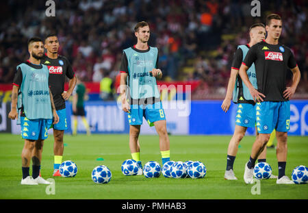 Belgrade, Serbie. 17 Sep, 2018. Les joueurs de la Ligue des Champions de l'upUEFA chaud Napoli football, l'étoile rouge de Belgrade contre Napoli, Belgrade, Serbie. Credit : Nikola Krstic/Alamy Live News Banque D'Images