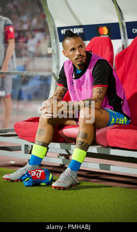 Belgrade, Serbie. 17 Sep, 2018. Marek Hamsik de Naples sur l'benchUEFA football Ligue des Champions, l'étoile rouge de Belgrade contre Napoli, Belgrade, Serbie. Credit : Nikola Krstic/Alamy Live News Banque D'Images