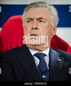 Belgrade, Serbie. 17 Sep, 2018. Carlo Ancelotti d'NapoliUEFA football Ligue des Champions, l'étoile rouge de Belgrade contre Napoli, Belgrade, Serbie. Credit : Nikola Krstic/Alamy Live News Banque D'Images