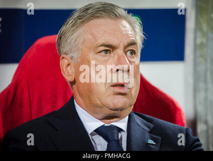 Belgrade, Serbie. 17 Sep, 2018. Carlo Ancelotti d'NapoliUEFA football Ligue des Champions, l'étoile rouge de Belgrade contre Napoli, Belgrade, Serbie. Credit : Nikola Krstic/Alamy Live News Banque D'Images