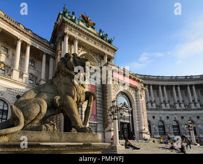 Wien, Vienne : Palais Hofburg, Neue Burg, lion, 01. Vieille Ville, Wien, Autriche Banque D'Images