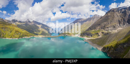 Barrage et le réservoir de Mooserboden, Kaprun, Zell am See, Salzbourg, Autriche Banque D'Images