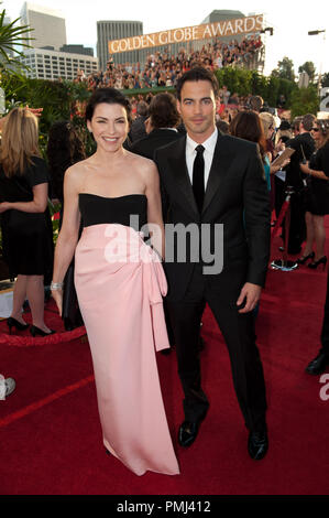 Nommé pour la MEILLEURE PERFORMANCE PAR UNE ACTRICE DANS UNE SÉRIE TÉLÉVISÉE DRAMATIQUE Ð pour son rôle dans WifeÓ ÒThe Bon (CBS), l'actrice Julianna Margulies assiste à la 68e Golden Globes Awards annuels avec mari Keith Lieberthal au Beverly Hilton de Los Angeles, CA le dimanche, 16 janvier 2011. Référence de fichier #  30825 764 pour un usage éditorial uniquement - Tous droits réservés Banque D'Images