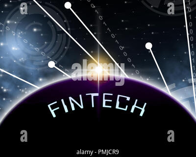 Dans le monde entier Paiement Fintech Globe Web 2d illustration présente la technologie financière Global Gateway pour le microcrédit ou le transfert Banque D'Images