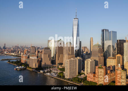 Vue aérienne de la One World Trade Center de New York, aux États-Unis (Photo : Vanessa Carvalho / Brésil Photo Presse) Banque D'Images