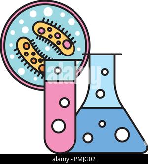 Les bactéries biologie recherche tube à essai Illustration de Vecteur