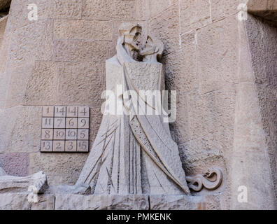 Judas Kiss statue, Sagrada Familia, Barcelone, Espagne, Europe Banque D'Images