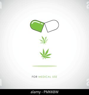 La marijuana médicale comp icône avec feuilles de cannabis vector illustration Illustration de Vecteur