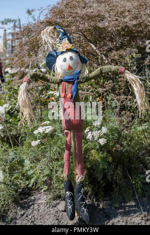 Halloween, à l'extérieur des décorations, homme de paille, l'épouvantail. Banque D'Images