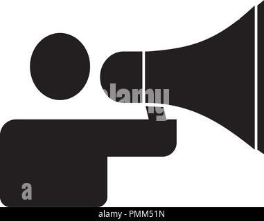 Les hommes main tenant une icône mike - vector black Illustration de Vecteur