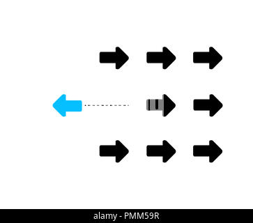 Flèche leader contre le courant. concept d'entreprise. design graphique illustration isolated over white Banque D'Images