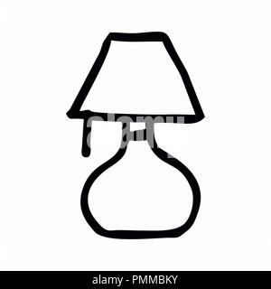 Freehand illustration d'un abat-jour isolé. Contours noirs sur fond blanc. Illustration de Vecteur