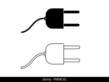 Illustration de deux prises électriques isolé sur fond blanc Illustration de Vecteur