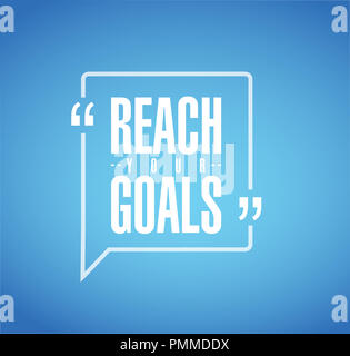 Atteindre vos objectifs message de devis en ligne concept isolé sur fond bleu Banque D'Images