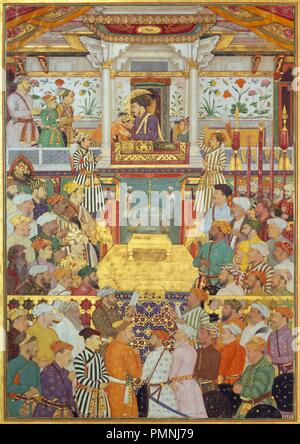 - Bichitr Padshahnama 10 plaque - Shah-Jahan reçoit ses trois fils aînés et Asaf Khan durant son adhésion ... - Banque D'Images