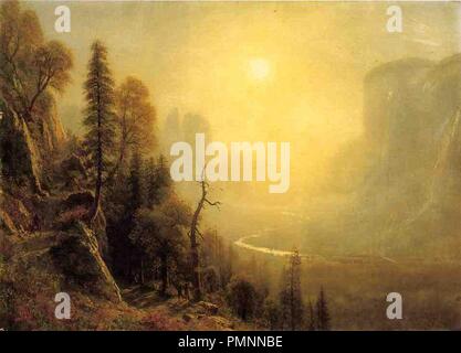 Bierstadt Albert Étude pour la Vallée Yosemite Glacier Point Trail. Banque D'Images