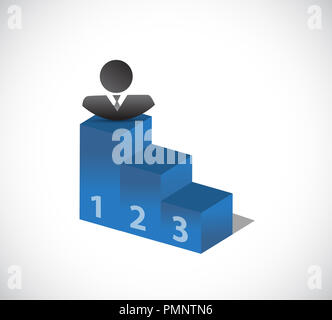 Businessman on top du chef podium. bussiness concept illustration. isolé sur fond blanc Banque D'Images