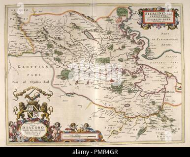 Atlas de Blaeu - Ecosse - 1654 STERLINENSIS - Stirlingshire. Banque D'Images