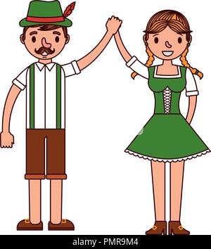 Couple allemand avec costume typique Illustration de Vecteur