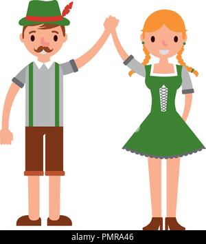 Couple allemand avec costume typique Illustration de Vecteur